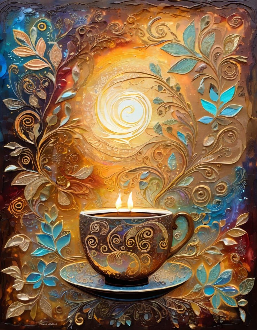 Enchanted Cafe Sanctuary for Inner Peace as Impasto Masterpi...