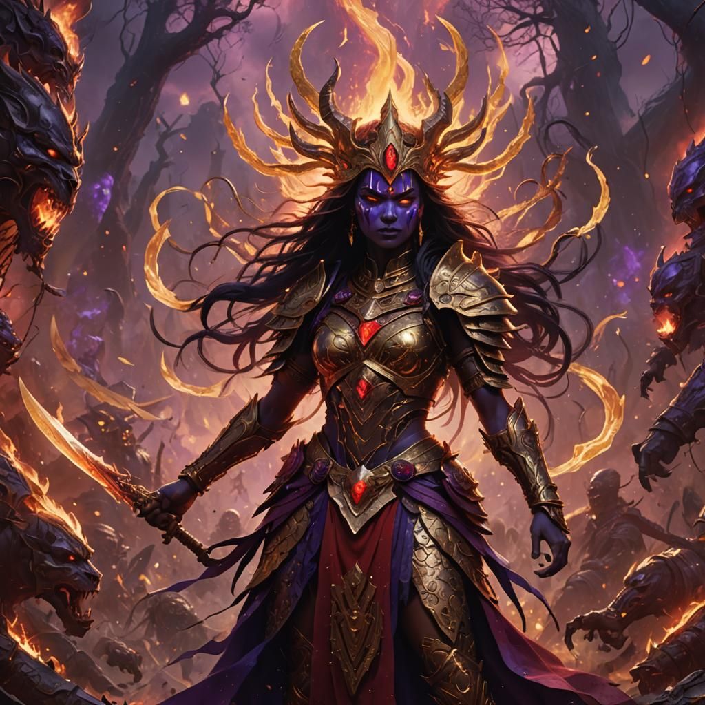 Kali Ma in Battlefield Chaos: Fantasy Concept Art