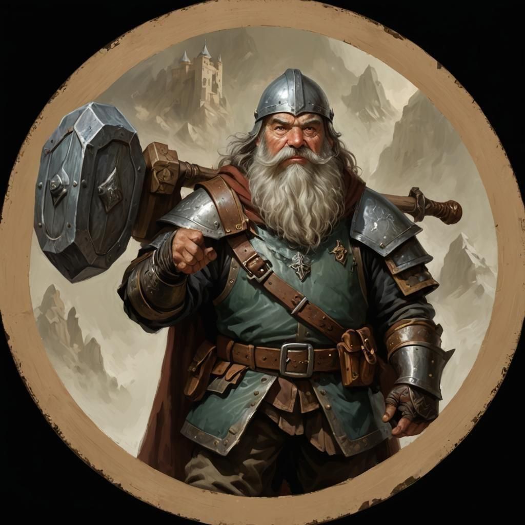 Medieval Dwarf Adventurer in Digital Oil Painting