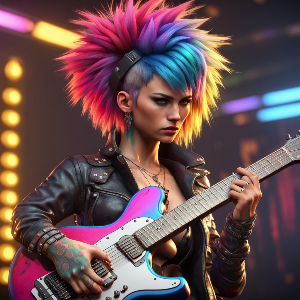 Beautiful punk-rock guitarist