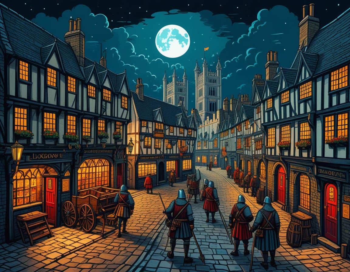 Medieval London on a Saturday night in 1342.