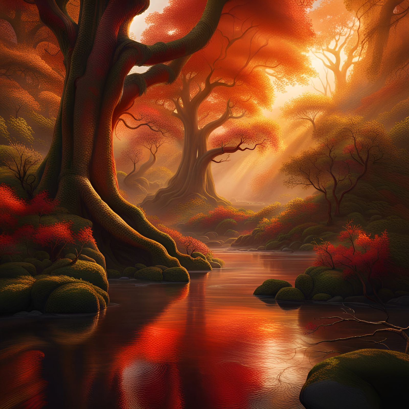 Ancient Forest at Dawn in High Resolution