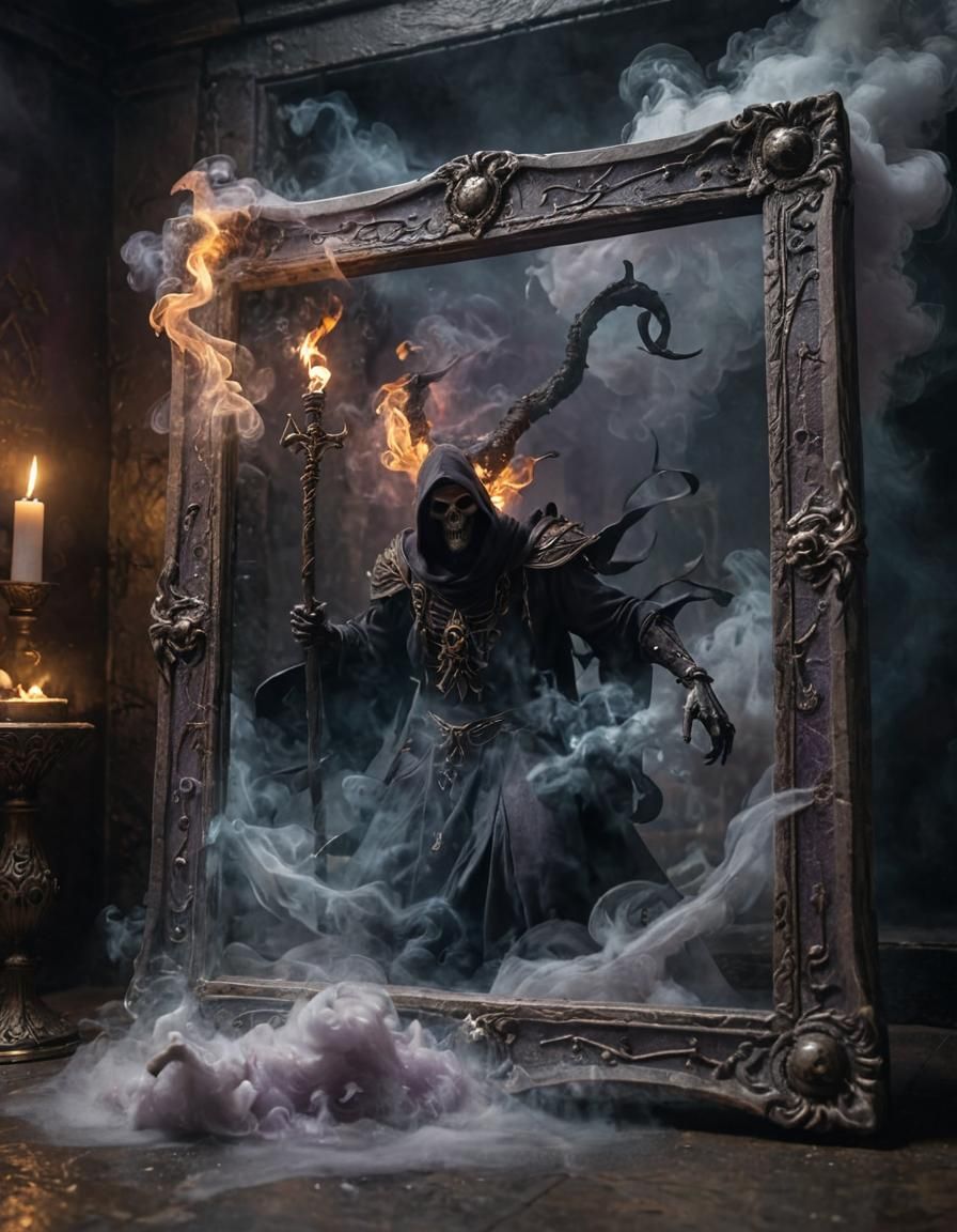 Eldritch Grim Reaper Tarot Card in Dark Fantasy 3D Art