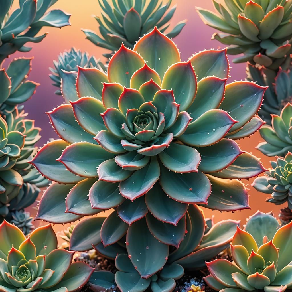 Glowing Succulent Plant in Hyperrealistic Splash Art