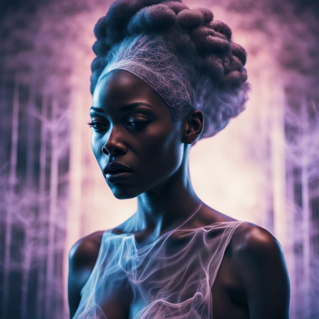 Ethereal Vaporwave Ghost Woman in HDR