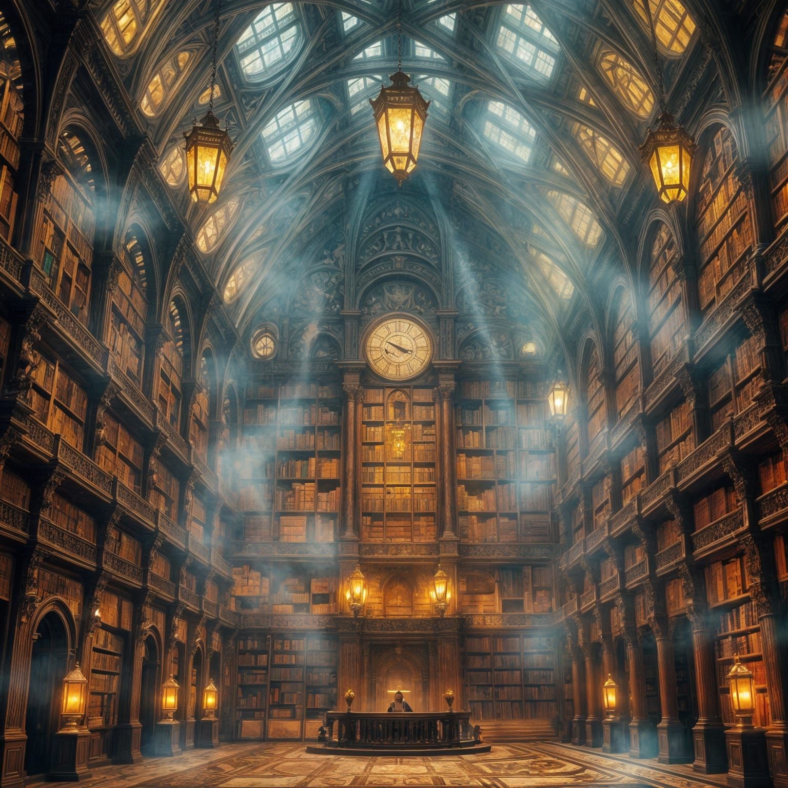 Ethereal Fantasy Library in Whimsical Style