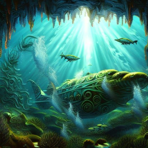 Jules Verne's Nautilus in Epic Underwater Scene