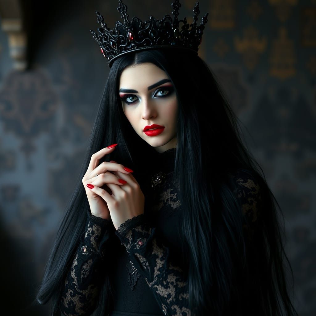 Goth Princess in Dark, Moody Atmosphere