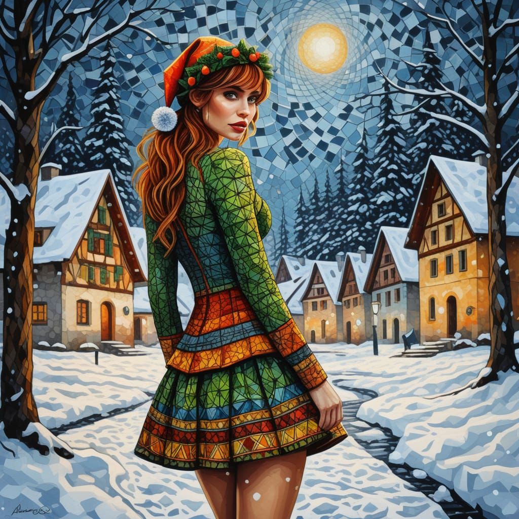Slovenian Christmas Elf in Snowy Landscape