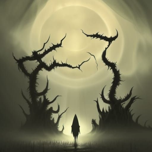 Eerie Silhouette Monster in Dark Fantasy Concept Art