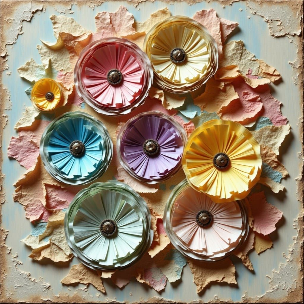 Layered Paper Composition with Metal Accents