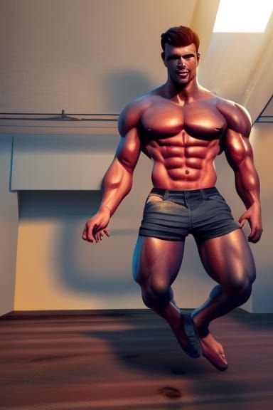 Handsome Muscular Man in 8K 3D Digital Art