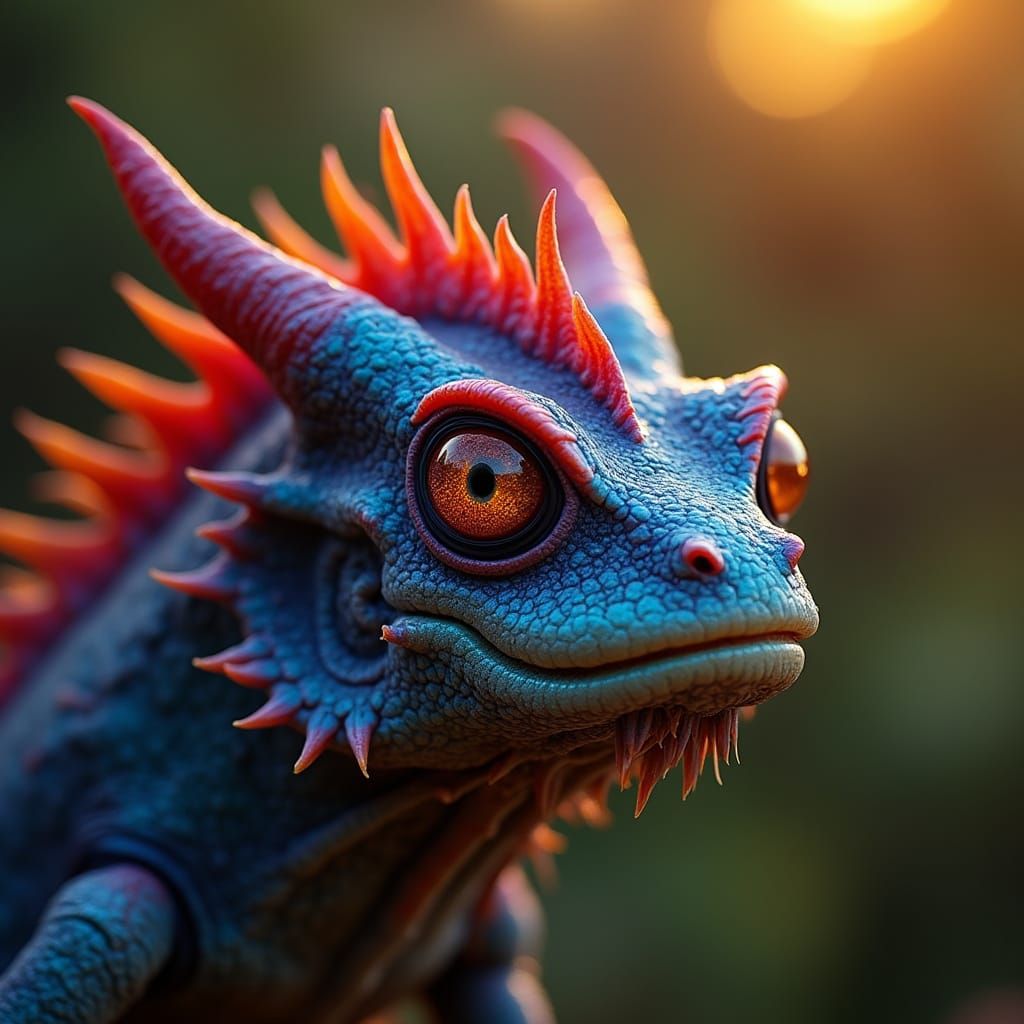 Alien Wildlife on Vibrant Planet Under Binary Sunset