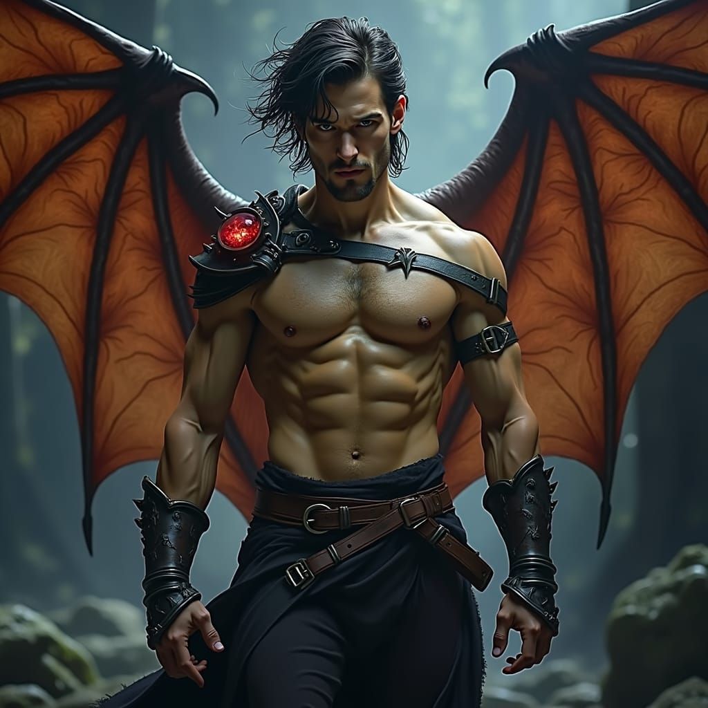 Winged Warrior in Dark Fantasy Style