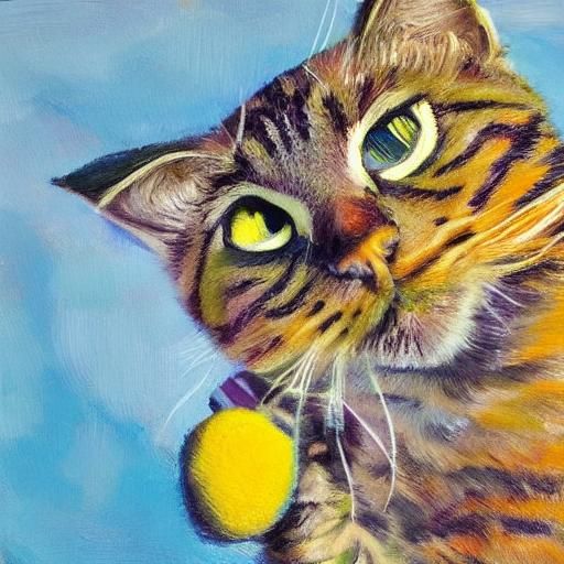 Cat with Lemon: Fauvist Oil Painting in Matisse Style