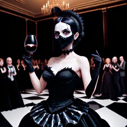 Scary Woman in Crow Mask at Ballroom