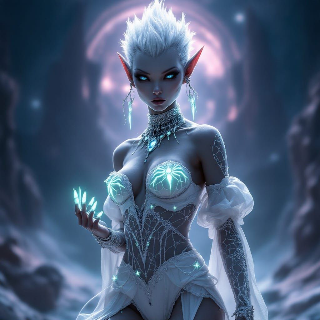 Majestic Alien Goddess in Wonderland-Inspired Fantasy