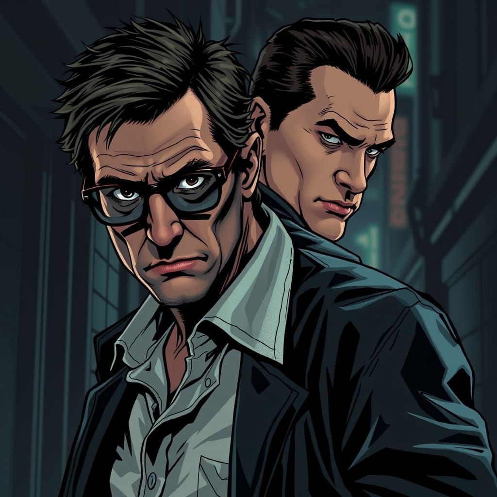 Narrator of Fight Club Stares into the Camera with Tyler Dur...