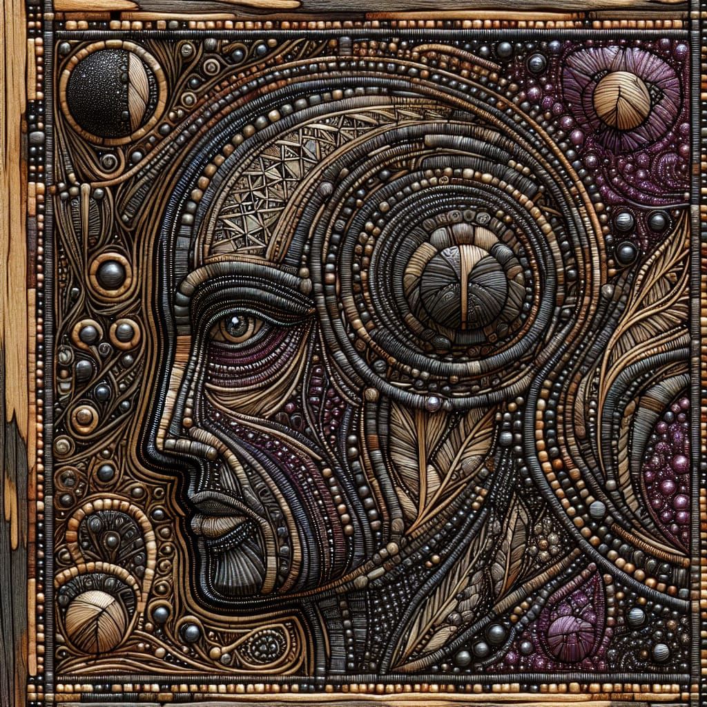 Portrait Embroidery on Lasercut Wood