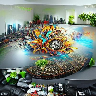Panoramic Mandala Wall Painting in 3D Concept Art
