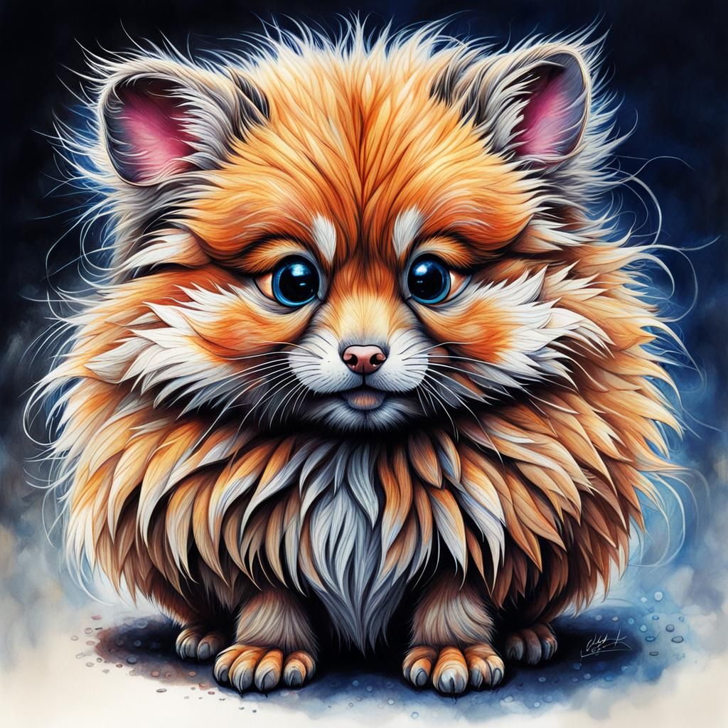 Detailed Biological Schematic of a Fluffy Creature