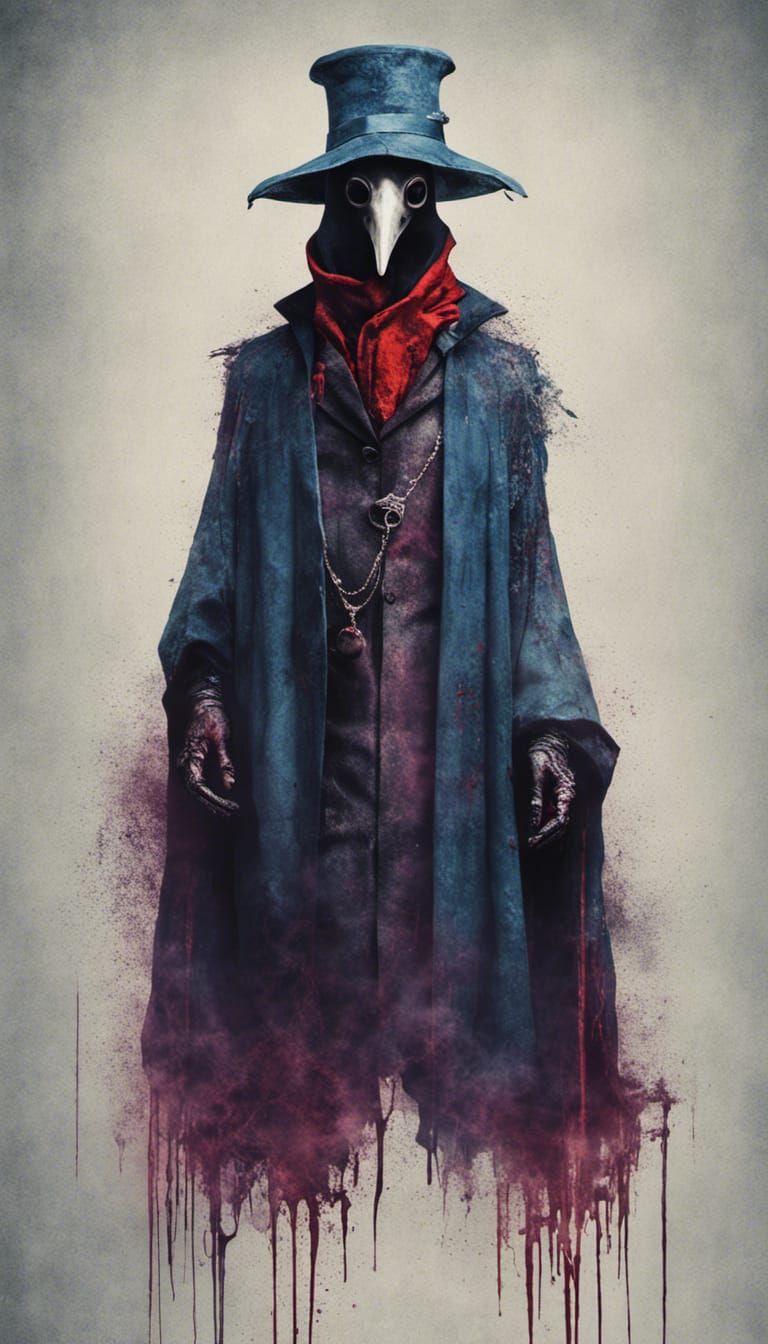 Dystopian Plague Doctor in Neon Colors