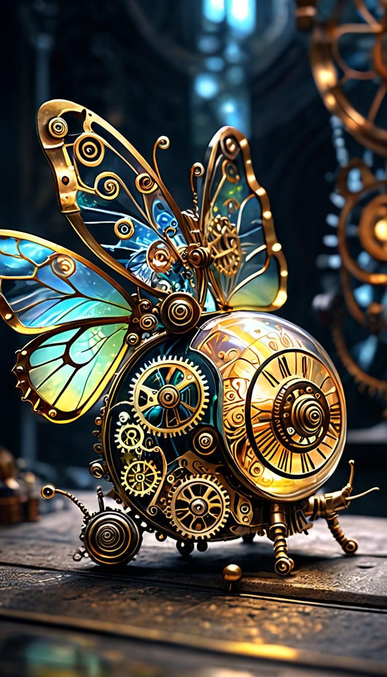 Gearwing Butterflies on a Clockwork Snail