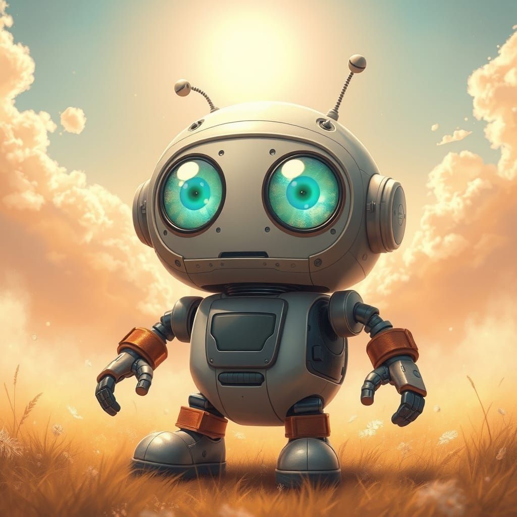 Whimsical Robot in Vibrant Disney-Inspired Fantasy World