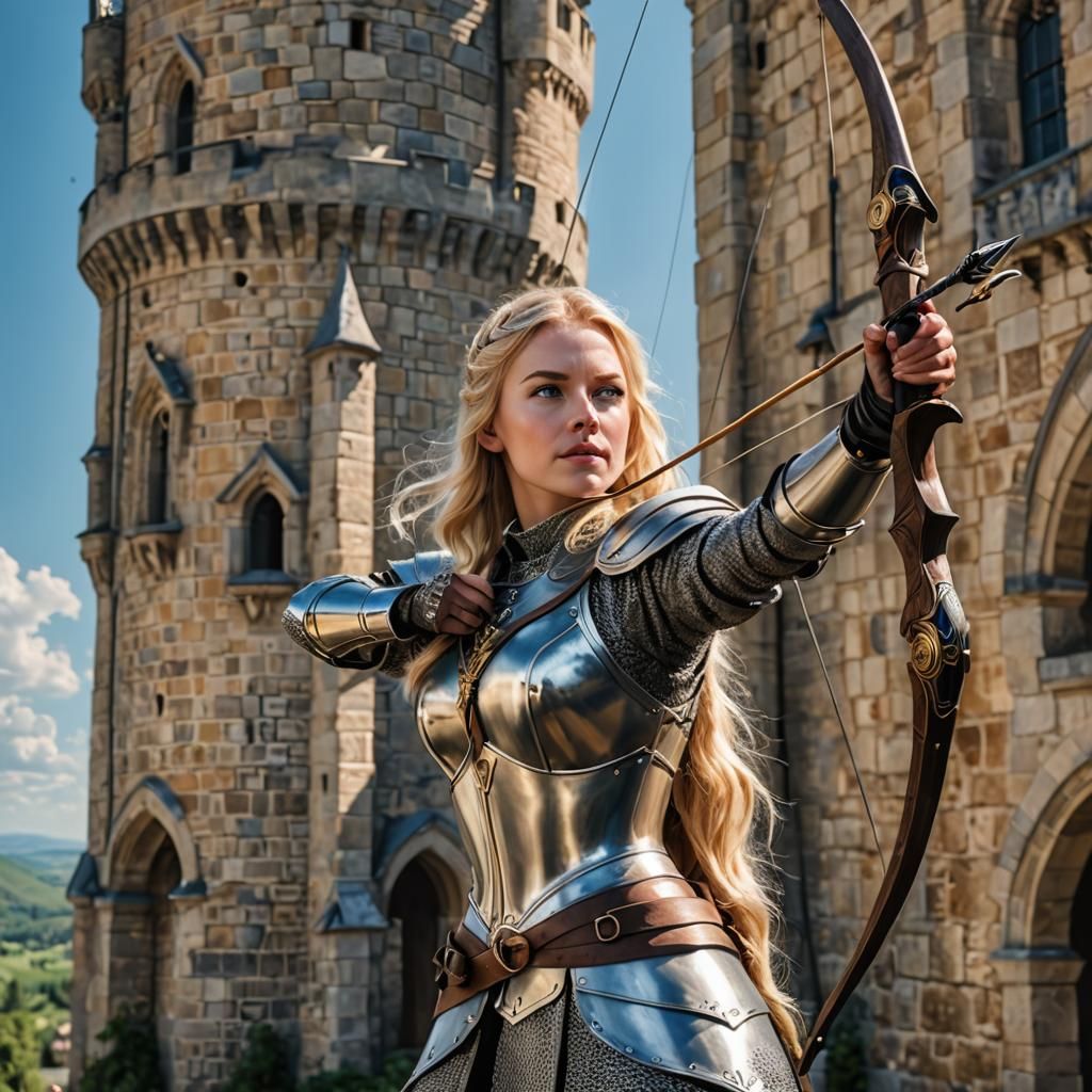 Lady archer defending the palace tower...
