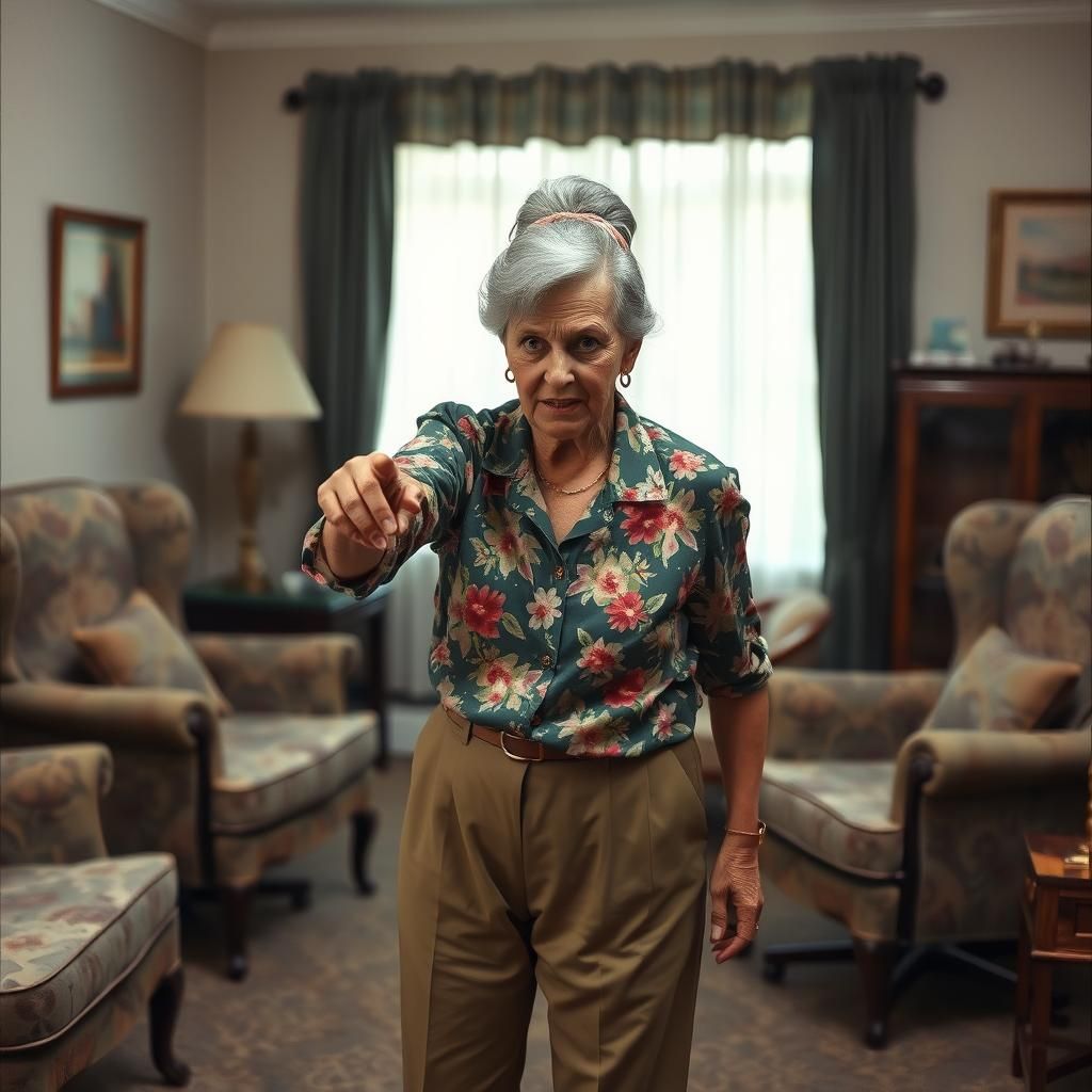 Angry resident demands her chair in a nursing home living ro...