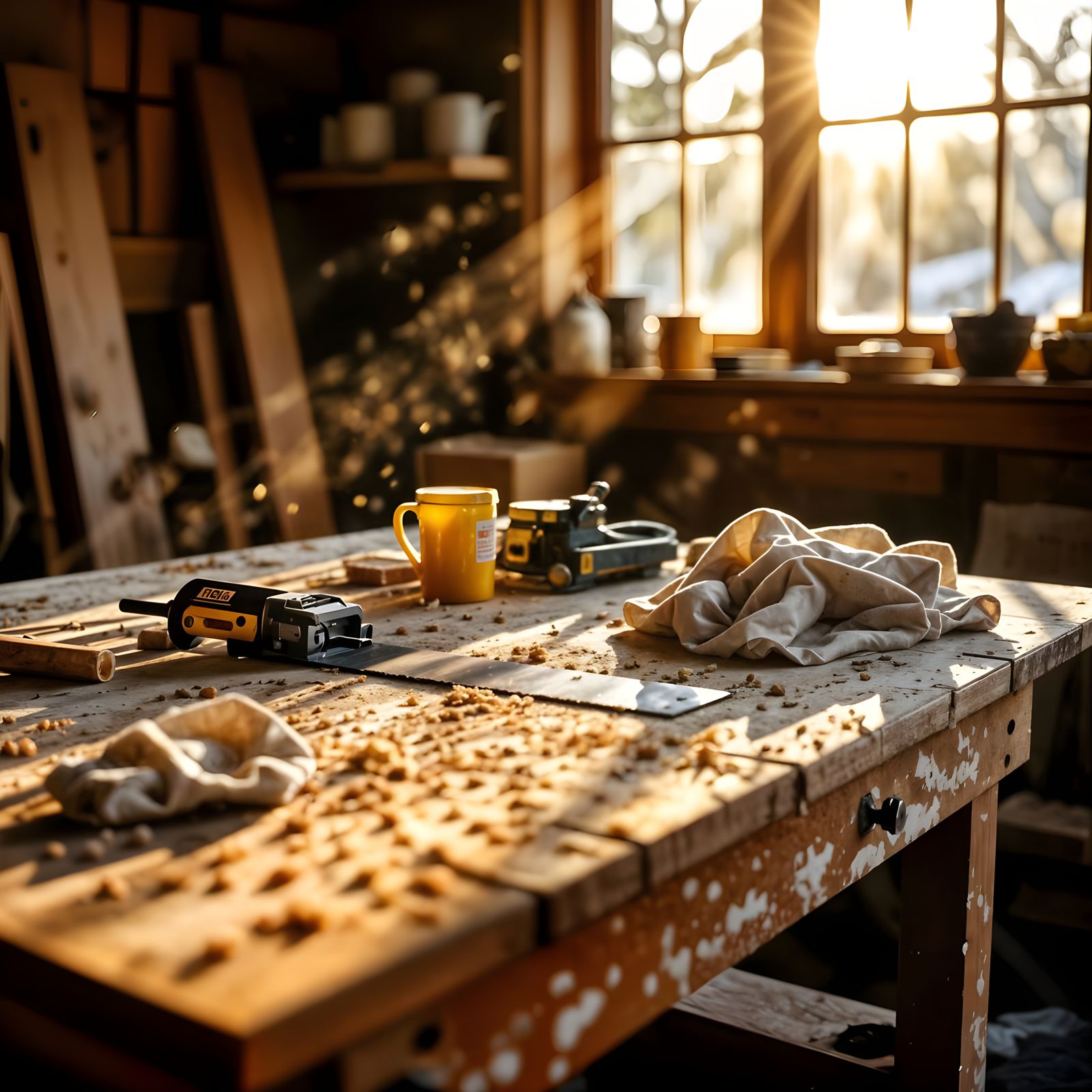 Nostalgic Carpenter's Workshop in Warm Afternoon Light