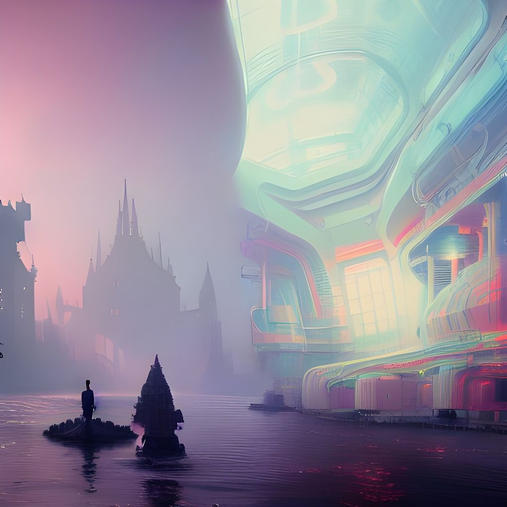 Psychedelic Dieselpunk Nuclear Reactor in Hyperrealistic Sty...