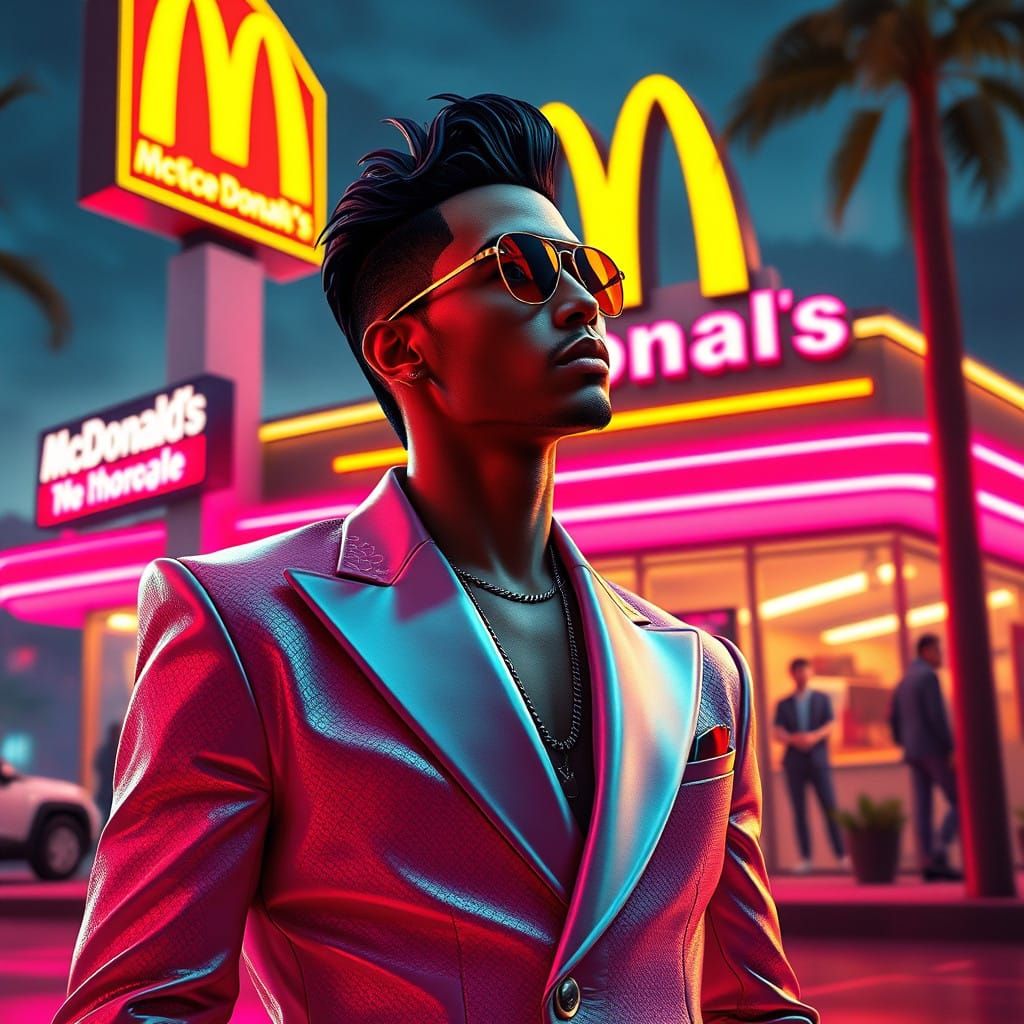 Prince Royce as Futuristic Bachata Icon in Neon McDonald's D...