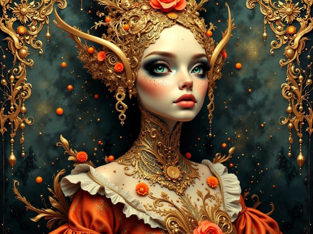 Aliens in Renaissance Attire, Art Nouveau Style