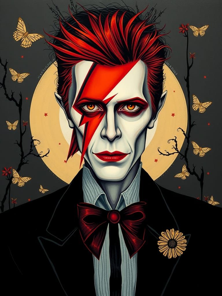 David Bowie Portrait in Gothic Style