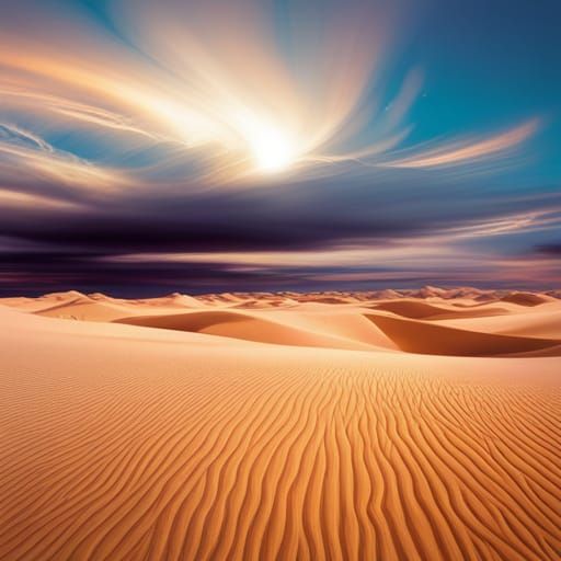 Post-Apocalyptic Desert Sunset in a Futuristic Style