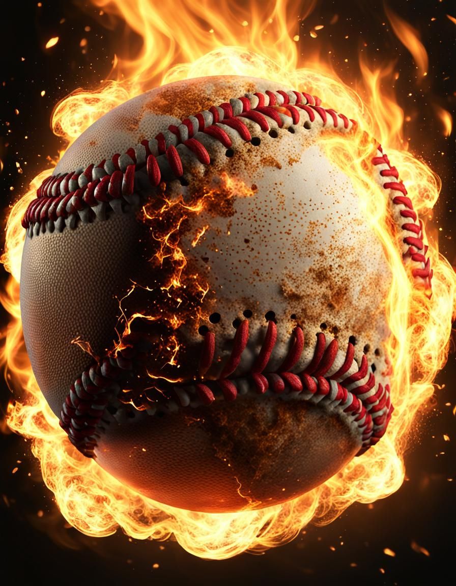 Flaming Baseball in Detailed CGI Artwork