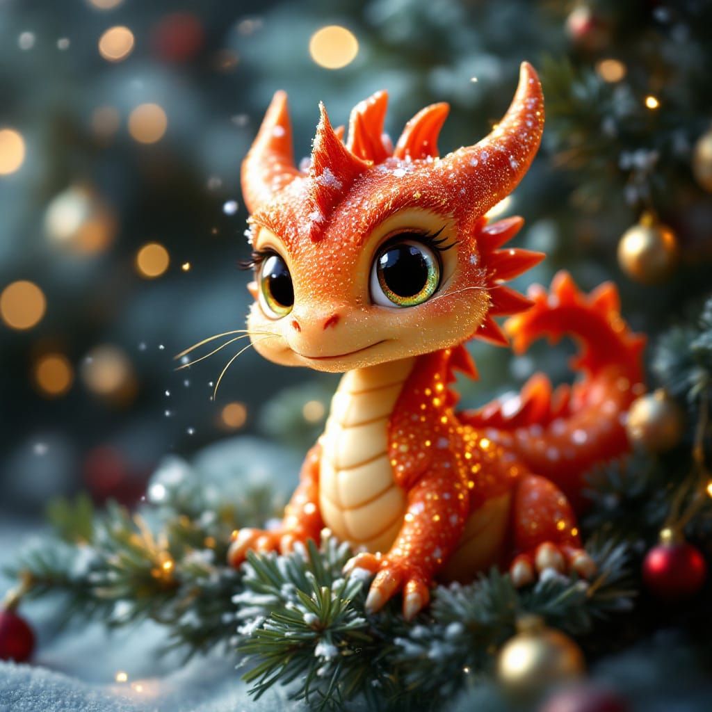 Glittering Dragon in Christmas Tree