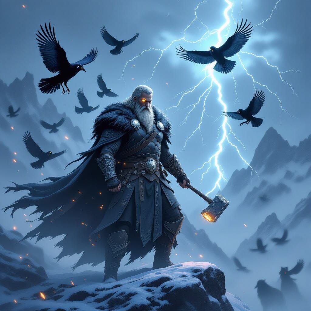 Norse Mythology Gods in a Cosmic Storm