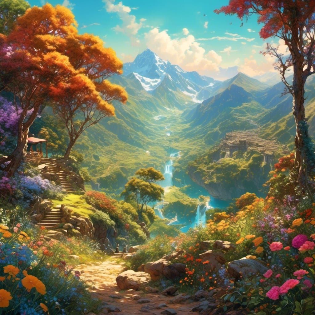 Surreal Landscape with Flowing Music and Memories