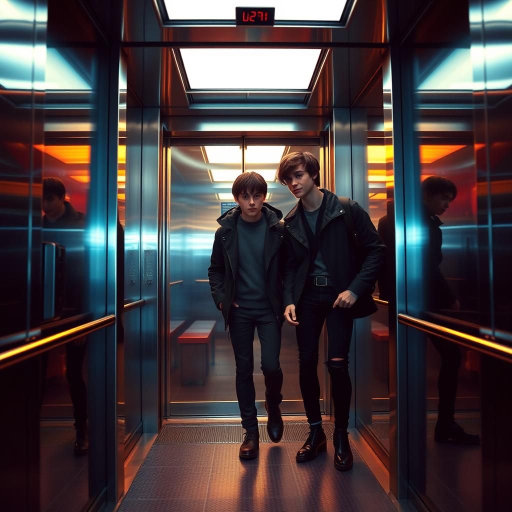 Teenagers in Elevator to Upper East Side, Digital Art
