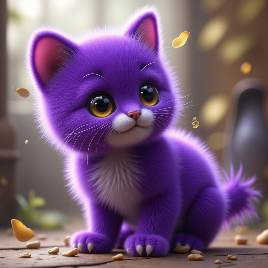 Adorable Purple Kitten Illustration