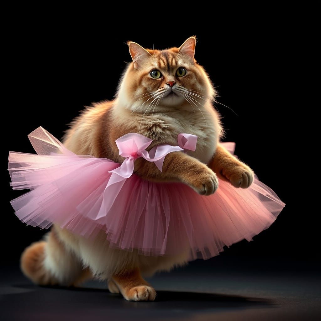 Majestic Feline Ballerina in Elegant Pink Tutu