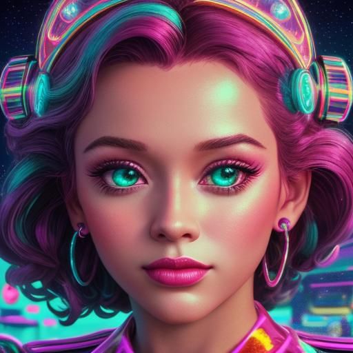 Sparkling Wonders in Synthwave Neon Retro Style