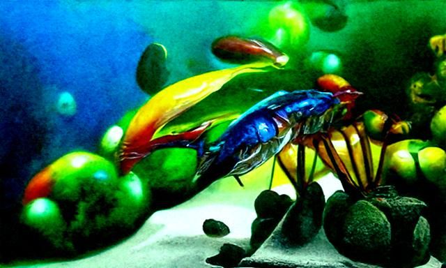 Aquatic Oil Painting with Mantis Shrimp in 8K
