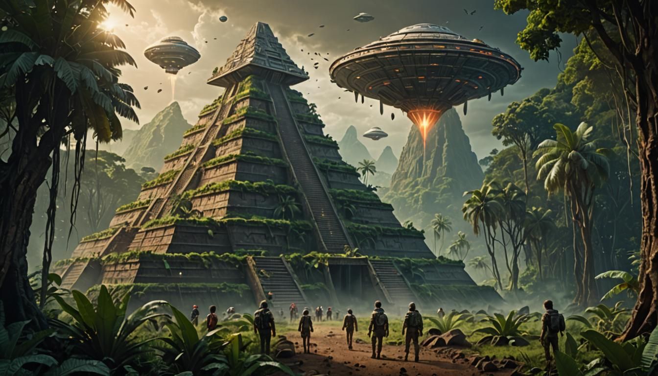 Epic Meso-American Starship Landing in Central American Jung...