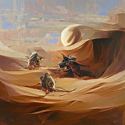 Desert Bandits Painting in Gurney Style