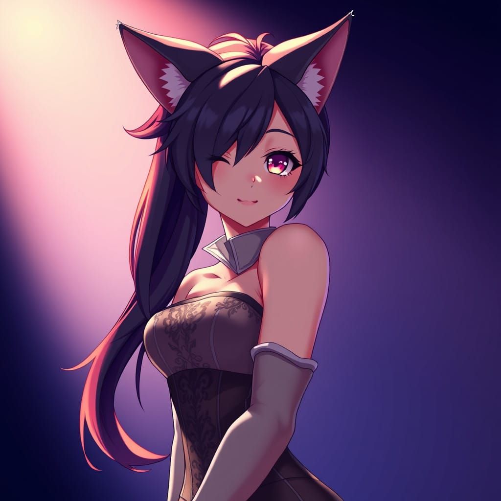 Elegant Feline Maiden in Studio Trigger Style