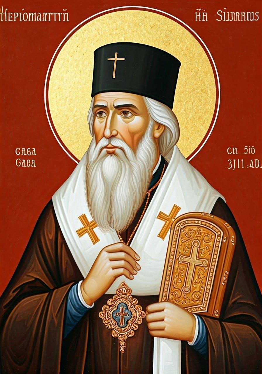 Ancient Bishop Silvanus of Gaza in Traditional Artistic Styl...