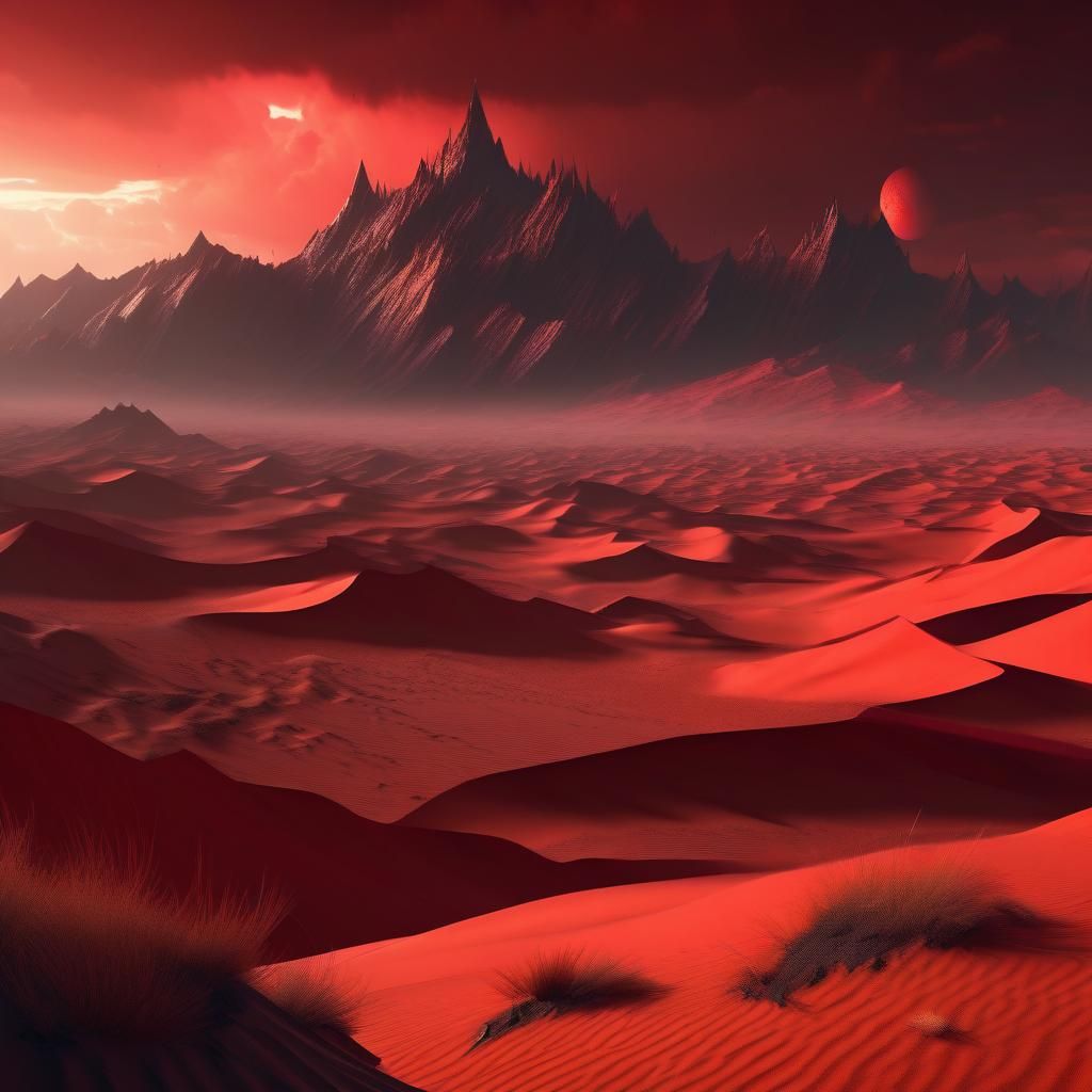 Ominous Barren Landscape in Dark Fantasy Style